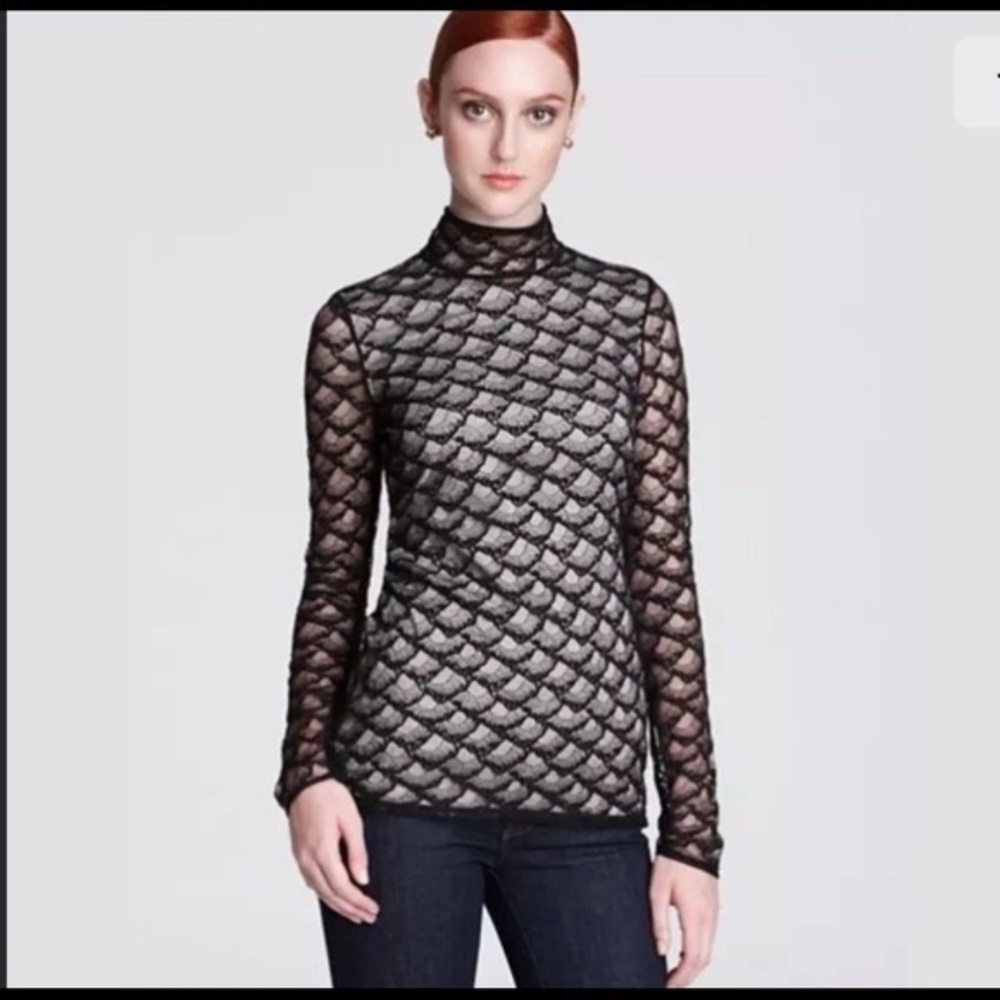 Diane Von Furstenberg Surya No Band Fan Lace Top